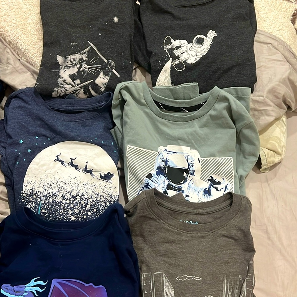 Lot of 6 Target boys shirts. Mostly cat and Jack.  8/10 Medium. Long sleeve tees